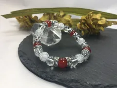 パワーストーン ブレスレット 赤瑪瑙&水晶&クラック水晶 天然石 （シルバー）レディース 女性  数珠ブレス 開運 プレゼント ギフト  [4]