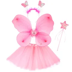 新品 CALLARON 天使の羽根 コスプレ 子供 ラブリー天使 3点セット 天使の羽 天使の輪 ハートステッキ コスチューム用小物 男女共用 ピンク 42x33cm ピンク
