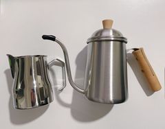 新品★ステンレス製 コーヒーポットミルクピッチャーセット キャンプ アウトドア