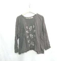 ◇ ⊇ SM2 サマンサ モスモス 花柄 刺繍 長袖 カットソー サイズフリー ダークブラウン レディース E  【1502060024761】
