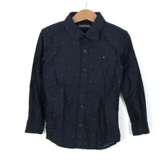 トミーヒルフィガー 長袖シャツ トップス 星柄 コットン キッズ 男の子用 104サイズ ネイビー TOMMY HILFIGER 【中古】