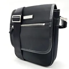 【美品】 BURBERRY バーバリー ショルダーバッグ ノバチェック チェック柄 ロゴプレート ナイロン レザー 革 ブラック 黒色 シルバー金具 ユニセックス 男女兼用 メンズ レディース