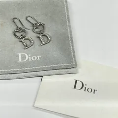 11.Christian Dior クリスチャンディオール Dロゴ Dモチーフ ハート ピアス シルバー ストーン レディース アクセサリー 保存袋有