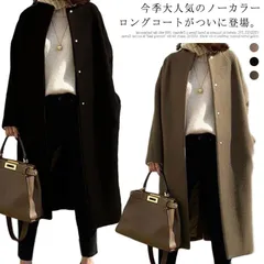 好感度UP！ノーカラーコート ロングコート 厚手 アウター コート レディース ロング丈 秋冬 通勤 暖かい 冠婚葬祭 フォーマル 卒業式 入学式 無地 H型 キレイめ カジュアル MN5C904のサムネイル