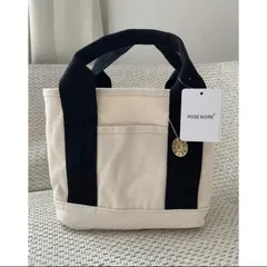 ミニトートバッグ 帆布 トートバッグ キャンバス 3つ仕切り バッグインバッグ ホワイト×ブラック 軽量 大容量 ホワイト 通勤 通学 弁当入れ レジャー