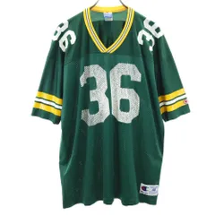 チャンピオン 90s オールド メッシュ プリント 半袖 Vネック Tシャツ 48 グリーン系 Champion メンズ 古着 【240420】 メール便可