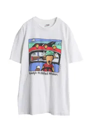 【お得なクーポン配布中!】 90s USA製 ジョーク イラスト プリント Tシャツ メンズ XL オールド キャラクター アニマル アート ヘビーウェイト ホワイト 大きいサイズ