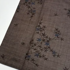 本場大島紬 茶泥染 一元式 紅葉の絣柄 正絹 着物 MK-026