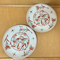 たち吉 赤絵 花鳥 金彩 丸紋 楕円皿 5枚セット 中皿 長皿 古