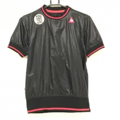 【美品】ルコックゴルフ 半袖ブルゾン 黒×ピンク 肩ジップ 裏地メッシュ  レディース M ゴルフウェア le coq sportif