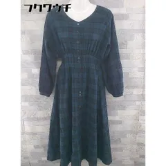 ◇ RAY CASSIN レイカズン チェック 長袖 ロング ワンピース サイズF ブルー系 レディース 【中古】 【1104080005388】