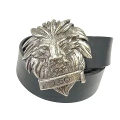 ドルチェ&ガッバーナ ドルガバ DOLCE&GABBANA ベルト LEO アニマルモチーフ バックル レザー 80/32 黒 ブラック