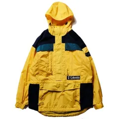 90's コロンビア Columbia マルチカラー ハーフジップ ナイロン ジャケット (M) 黄×紺×緑系 90年代 オールド プルオーバー パーカー アメリカ古着 USED  ビンテージ ヴィンテージ