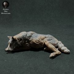 Animal Den Miniatures | Iberian Wolf Sleeping 1/35 | 3Dプリント ミニチュア