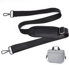 【在庫処分】[MHSKNHW] 旅行用 ショルダーベルト 交換用 肩掛けストラップ 160cm×3.8cm ブラック 肩パッド付き 高強度ナイロン製 肩掛けひも PCバッグ・カメラケース・ビジネスバッグ・スポーツバッグ対応 メタルフック付き