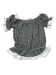 CECIL McBEE セシルマクビー ギンガムチェックレース　トップス　オフショル　ショート丈　シースルー