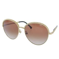 シャネル CHANEL サングラス ダークブラウン ゴールド色 チェーン 4242 中古 新入荷 CH0992