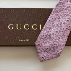 美品 GUCCI グッチ ネクタイ シルク 100% パープル 薄紫 254-641