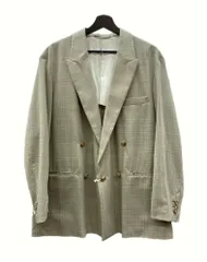 ヨーク YOKE 21SS SIDE OPEN COUBLE-BREASTED JACKET サイドオープン ジップ ジャケット テーラード ファスナー 薄茶 YK21SS0193J サイズ 2 ジャケット チェック ベージュ 104MT-959のサムネイル