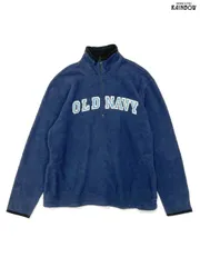古着 OLD NAVY オールドネイビー ハイネック ブランドロゴ フリース 長袖 トップス プルオーバー 紺 (ttu2409133)
