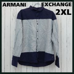 古着　ARMANI EXCHANGE 長袖シャツ　アルマーニ エクスチェンジ　XXL　ネイビー　ブルー