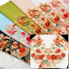 半襟 刺繍 半衿 振袖 成人式 松竹梅 四季花 桜 藤 丸紋様 日本製 京都 白 金 桃 赤 橙 ベージュ 抹茶 水色 黒 紫 レディース 卒業式 袴姿 フォーマル 送料無料 W22 オリジ t962 Si