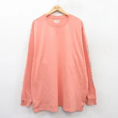 XL/古着 カーハート 長袖 Tシャツ メンズ ビッグロゴ 大きいサイズ ロング丈 クルーネック ピンク系 25jul14 中古