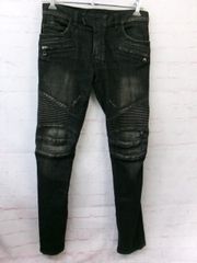 【中古】BALMAIN バルマン バイカージーンズ デニム スキニーパンツ ダメージ加工 ブラック 29 991852722のサムネイル