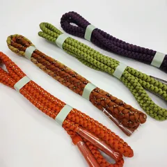 レトロ帯締め　4点　まとめ　丸組　カラフル　着物　和装小物　橙色　紫色　緑色