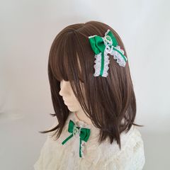 推し活リボン 推し色リボン リボンクリップ ヘアクリップ ヘアアクセサリー ツインテール 2個セット グリーン 緑 アイドル 参戦リボン 現場 イベント ライブ コンサート 入学式 卒業式 結婚式