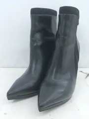 ◇ EVOL イーボル ポインテッドトゥ サイドジップ ショート ブーツ サイズ23.0 ブラック レディース E  【1306050036044】