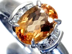 【ジュエリー極】サンセットカラー！良質天然インペリアルトパーズ1.72ct＆ダイヤ0.15ct 高級Pt900リング h7430ollm【送料無料】