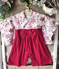 【ヘアバンド付き】羽織はかまロンパース カバーオール　女の子60. 70.80.90cm　新品