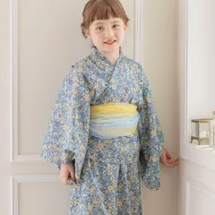 【小花柄ブルー・帯2本】ワンピースにもなる浴衣　2WAYセパレート浴衣　キャサリンコテージ　TAK