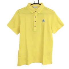【新品】アンパスィ 半袖ポロシャツ イエロー 総柄織生地 吸水速乾 メンズ L ゴルフウェア and per se