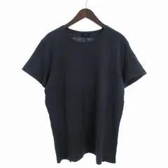 ディーゼル DIESEL Tシャツ カットソー 半袖 クルーネック コットン 無地 ロゴ プレート 紺 ネイビー XL ■SM1