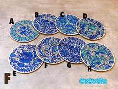 【ダイヤモンドアート】ブルーフラワーコースター　コルク付き