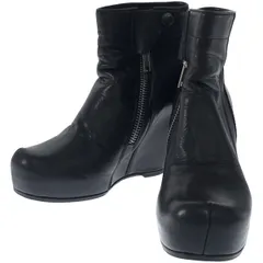 Rick Owens リックオウエンス ウェッジソール サイドジップレザーブーツ  ブラックのサムネイル