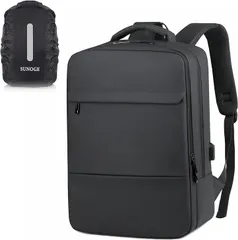 SUNOGE リュック メンズ ビジネスリュック リュックサック 防水 レインカバー付 15.6インチ PCリュック A4収納可( 1.ブラック)