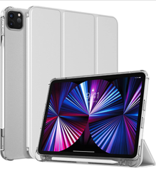 ipad pro 11 ケース 2022/2021  第4/3世代 カバー アイパッド プロ11 ケース 2ipad pro 11インチ ケース TPU オートスリープ機能  第二世代 吸着対応 ペンホルダー付き 三つ折り スタンド マグネット シルバー