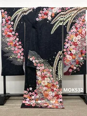 振袖 仮絵羽 銀 金駒 金彩 紋意匠 正絹 未仕立て品 八掛付き MOK532