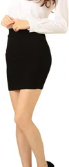 Eiza(エイザ) ペンシル ミニ スカート タイト 膝上 オフィス スーツ 用 e120(ブラック,  L)