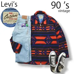【オーバーサイズ】90sヴィンテージ リーバイス Levi's タロンジップ フリース ジャケット  M ネイティブ インディアン 柄 総柄 メンズ アウトドア カジュアルウェア