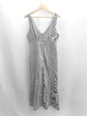 ◇ ⊇ MAJESTIC LEGON フロントジッパー ジャンスカ ノースリーブ ロング ワンピース サイズM グレー系 レディース E  【1503310003703】