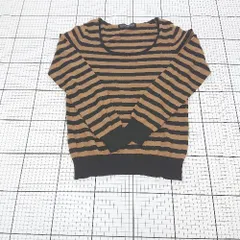 ◇ ⊇ green label relaxing UNITED ARROWS ボーダー 長袖 ニット カットソー ブラウン ブラック系 レディース E  【1509300005054】