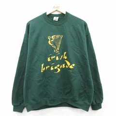 L/古着 ジャージーズ 長袖 スウェット メンズ 90s irish brigade クルーネック 緑 グリーン 25sep19 中古 スエット トレーナー トップス