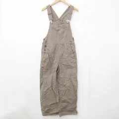 ジーユー GU パンツ サロペット オーバーオール ワイド ストレート ロング デニム 綿 茶 ブラウン M