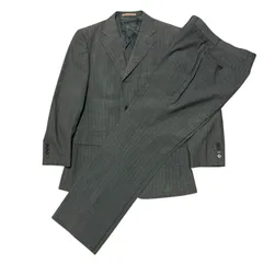 RE88 【美品】 yin&yang インアンドヤン スーツセットアップ 段返り3B ストライプ グレー メンズ 90YA4