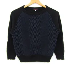 エヴェックス バイ クリツィア ニット トップス 長袖 クルーネック セーター レディース 40サイズ 黒×紺 EVEX by KRIZIA 【中古】