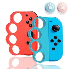コントローラー グリップ switchに対応 ジョイコン用 コントローラー ハンドル 大人と子供向け joyco用 ボクシングゲームグリップ 2個 セット(赤＆青) 1